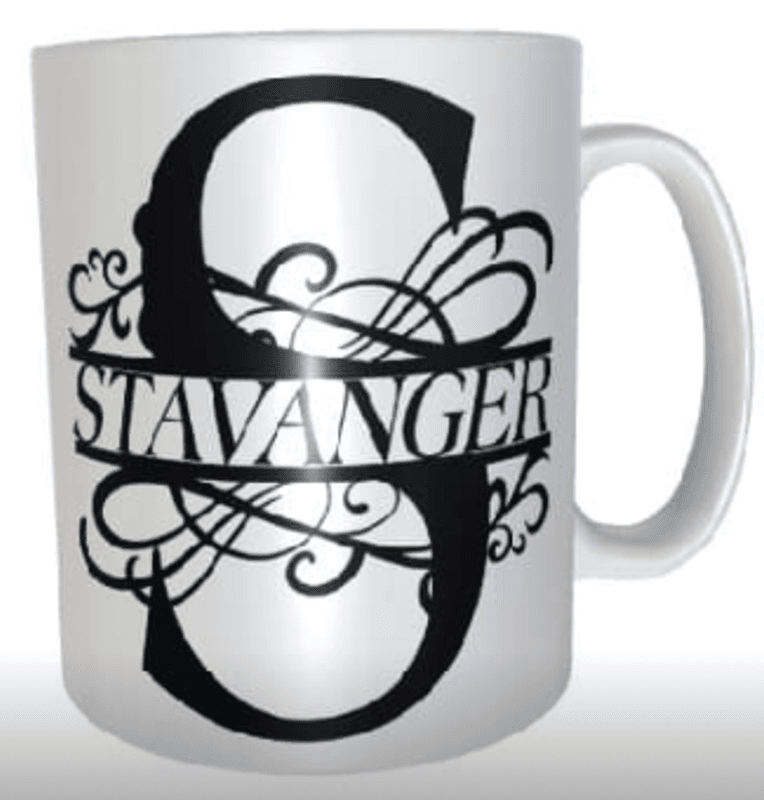 Kopp med monogram/stedsnavn