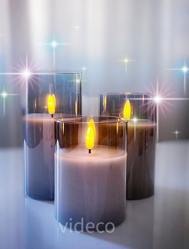 Ledlys i glass, 12cm