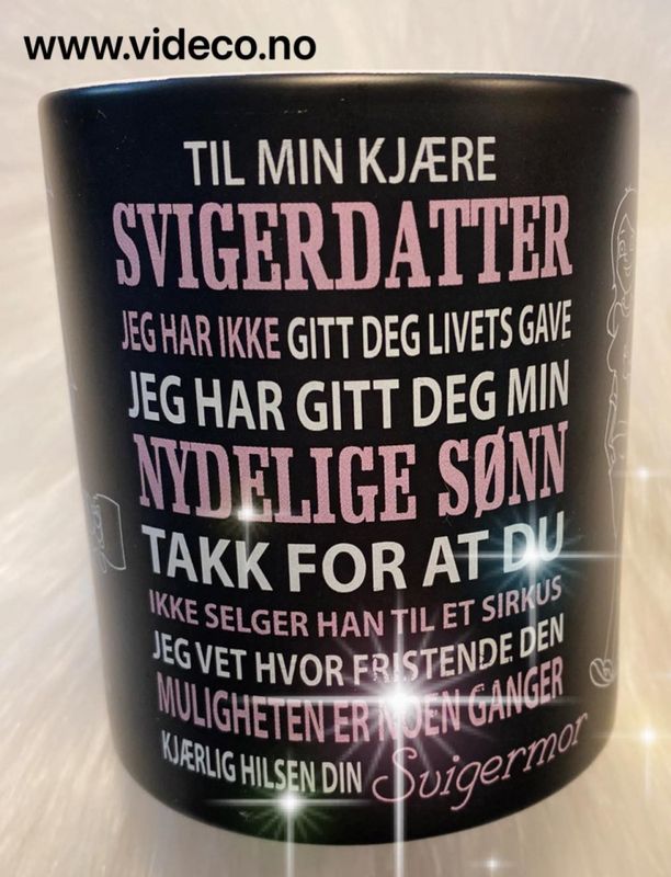 Kopp- Til min kjære svigerdatter fra svigermor - sort