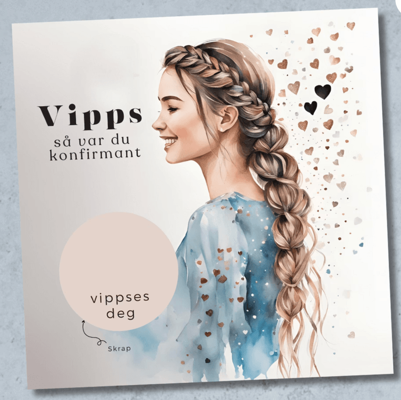 Vipps konfirmasjonskort - Hjertejente Blå