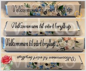 Bilde av Kinder maxi etikett -  Velkommen til vårt bryllup