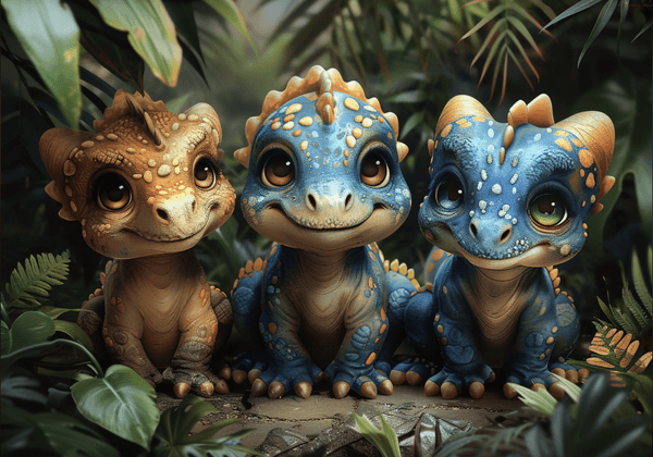 Plakat - 3 små dinosaurer