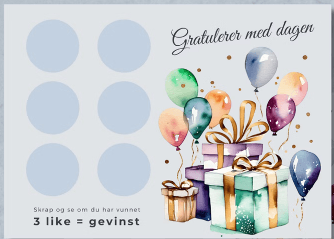 Hovedbilde Vipps bursdagskort - 3 like , blå