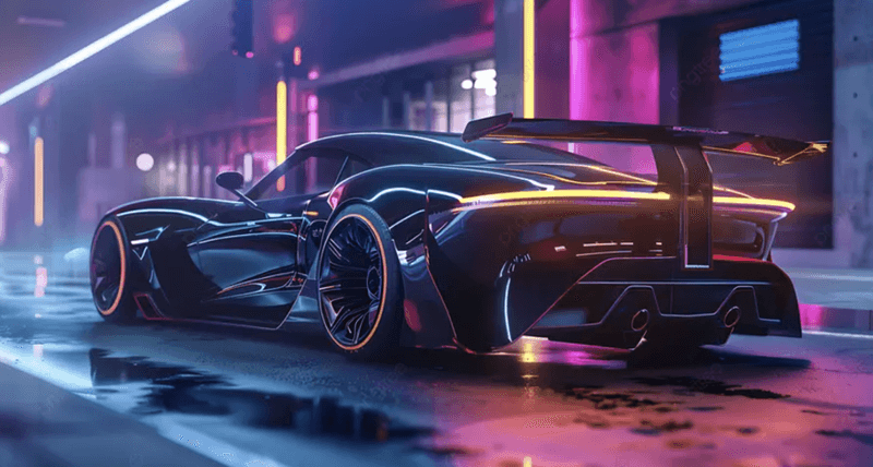 Plakat - Sportsbil , neon 