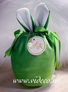 Hovedbilde Påskepose i velour med knyting- grønn