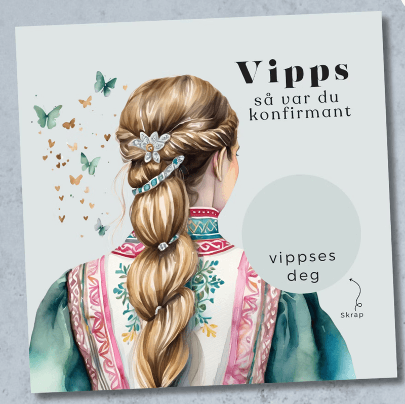 Vipps konfirmasjonskort - Festdrakt grønn