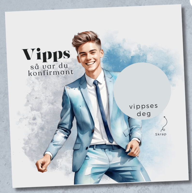 Vipps konfirmasjonskort - Lys blå
