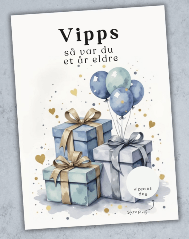Vipps bursdagskort - Gaver og ballonger , blå